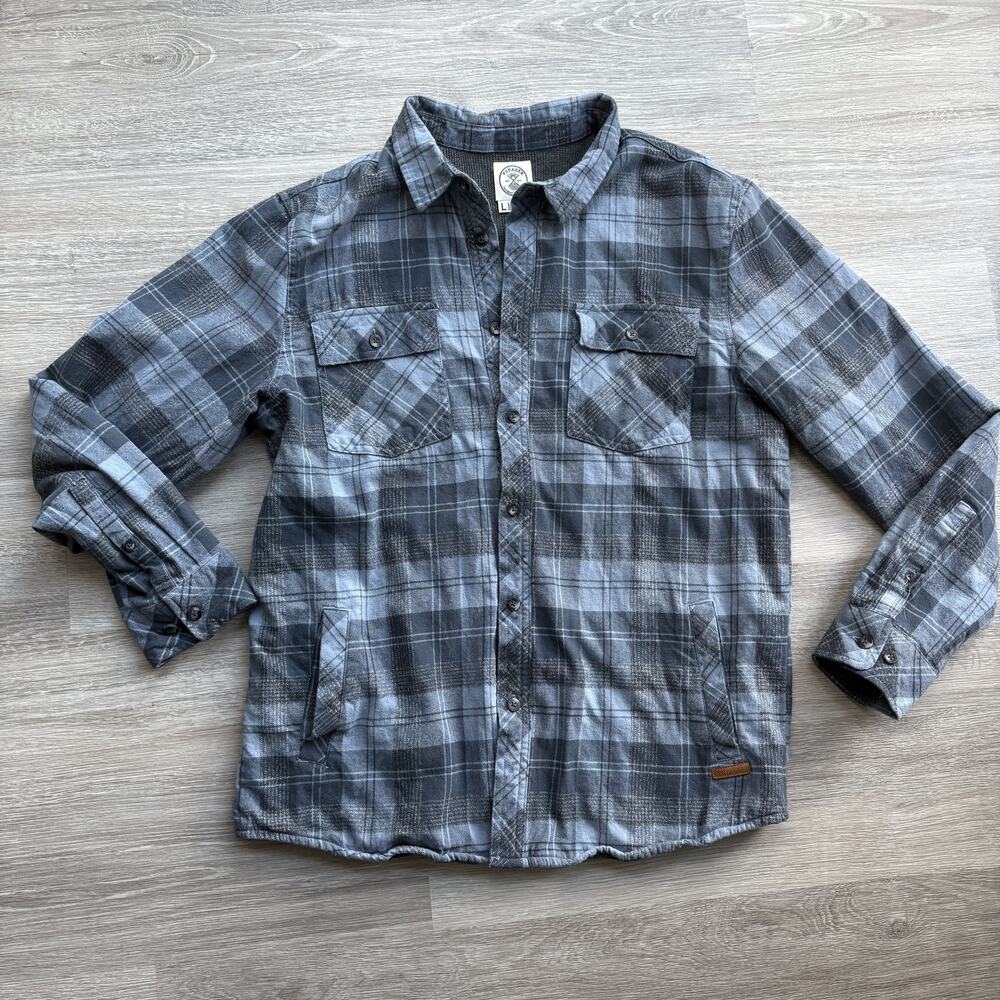Voyager Men's Lined Flannel Shirt Jacket Blue Plaid Size L